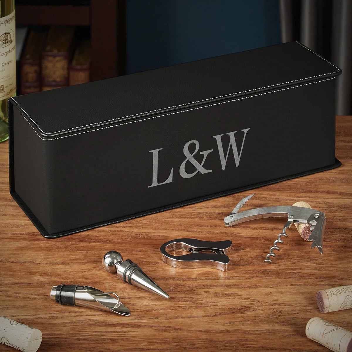 Personalized Leather Wine Gift Box - Image 3