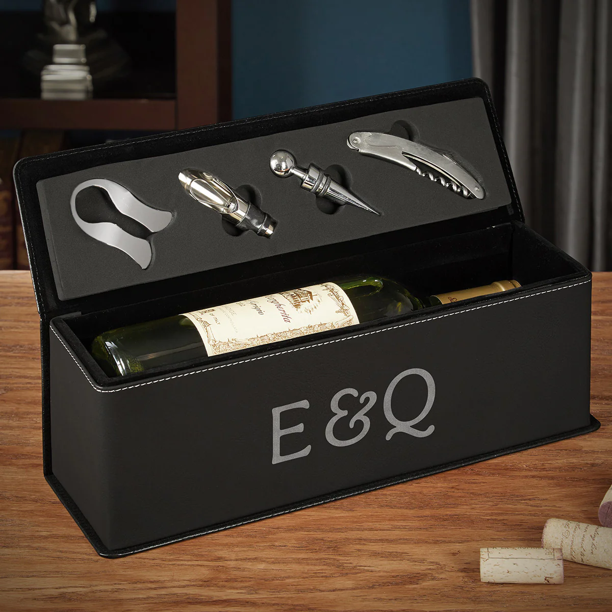 Personalized Leather Wine Gift Box - Image 4