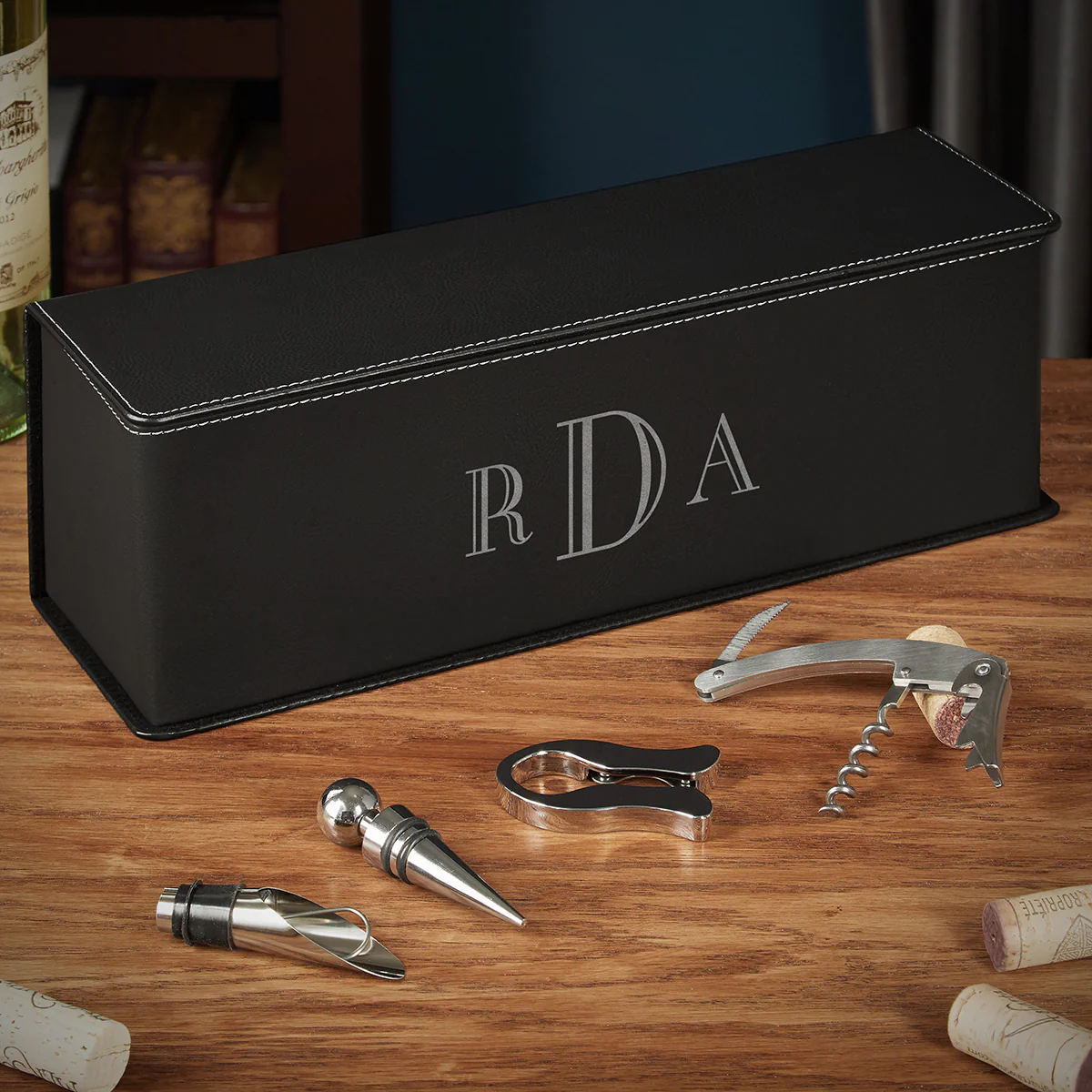 Personalized Leather Wine Gift Box - Image 7