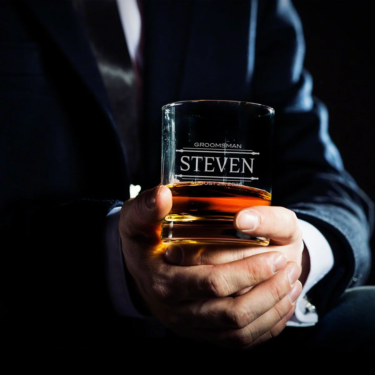 Engraved Presentation Set with Whiskey Decanter & Glasses - 6pc Bar Serving Tray & Display Set - Image 10