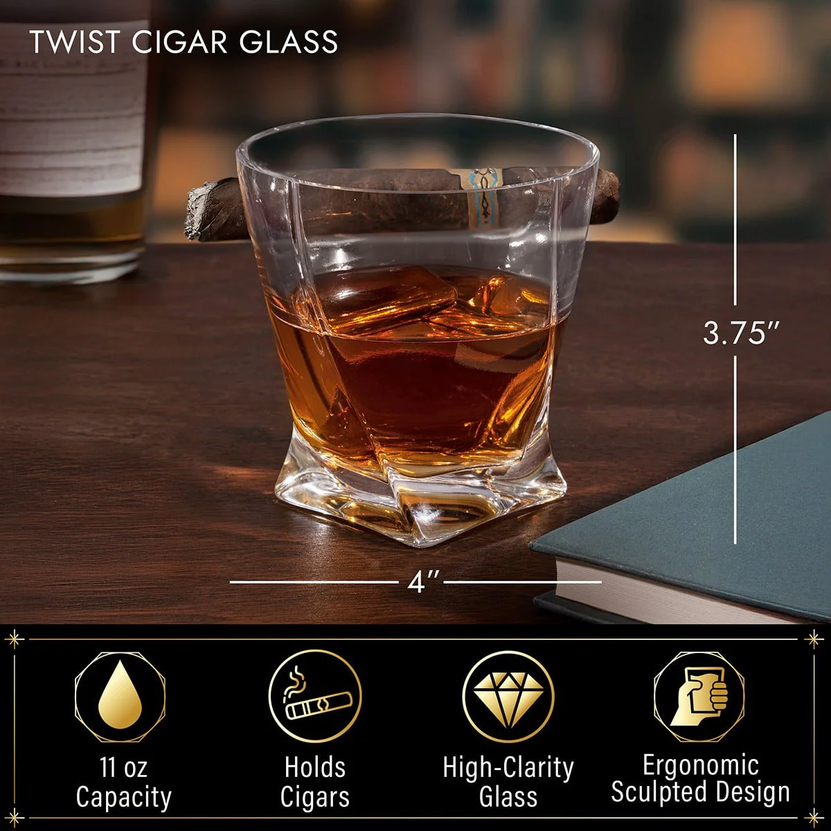 Personalized Twist Whiskey Cigar Glasses - Image 4