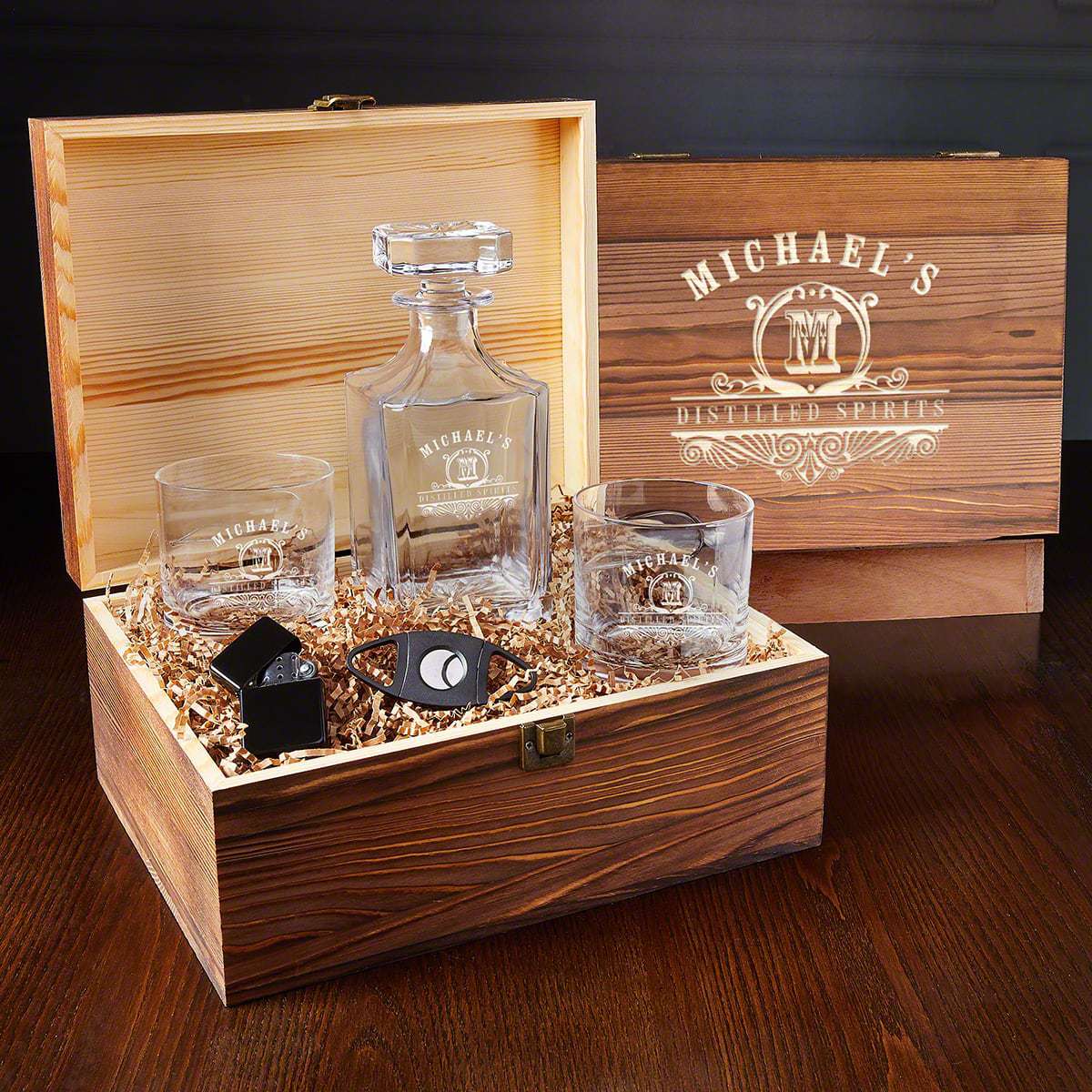 Personalized Cigar Whiskey Glass Box Set - 6pc - Image 6