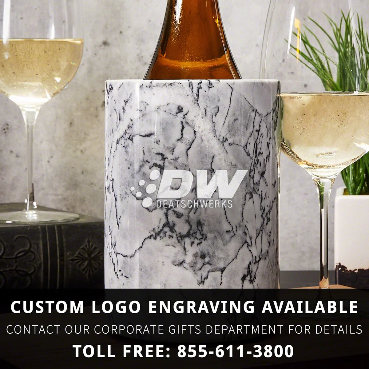 Personalized Wine Chiller White Marble - Image 11
