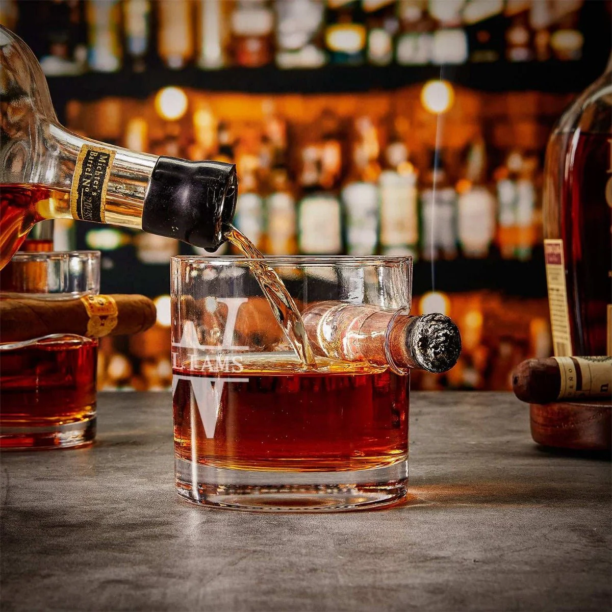 Oxley Personalized Cigar Glasses with Dante Cedar Cigar Humidor & Hygrometer 6pc - Image 5