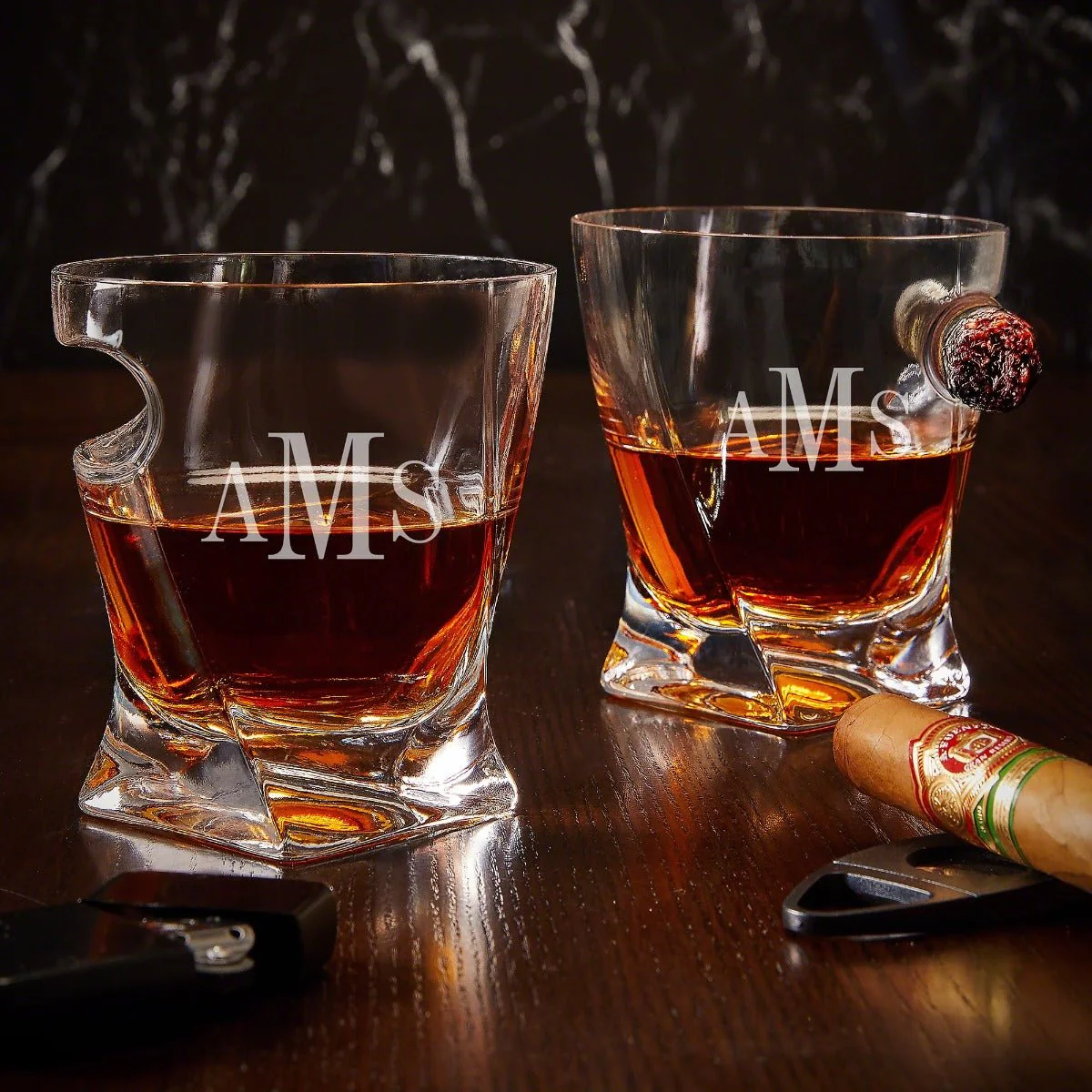 Personalized Twist Whiskey Cigar Glasses - Image 10