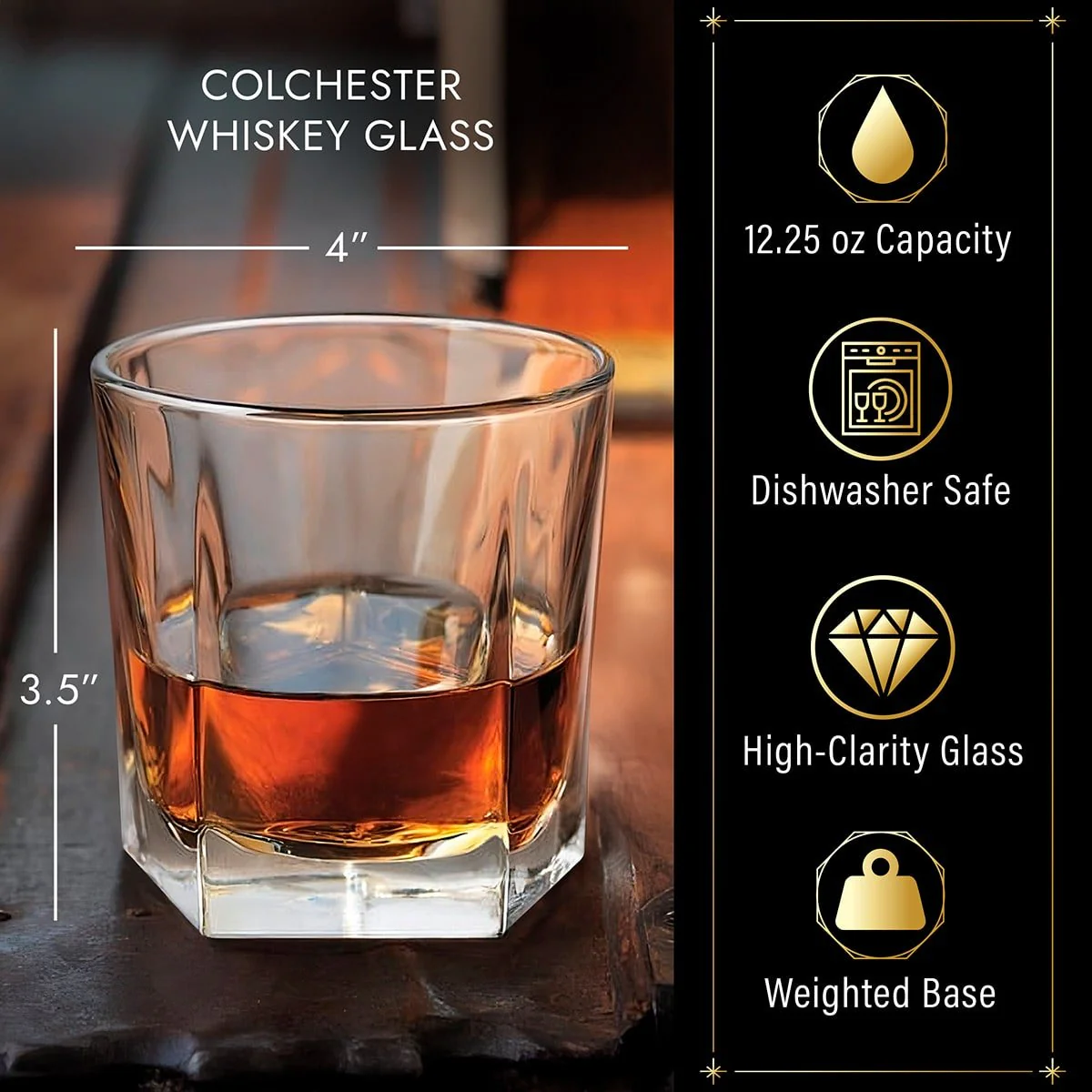 Colchester Engraved Classic Decanter Set with Whiskey Glasses - Ebony Black Box - Image 4
