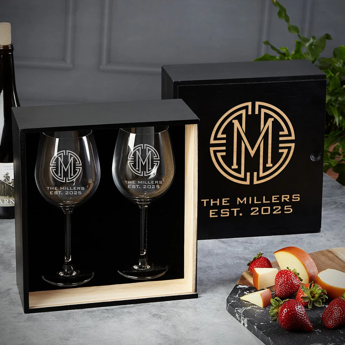 Pomerol Wine Gift Set with Personalized Wine Glasses and Wooden Box - Image 6