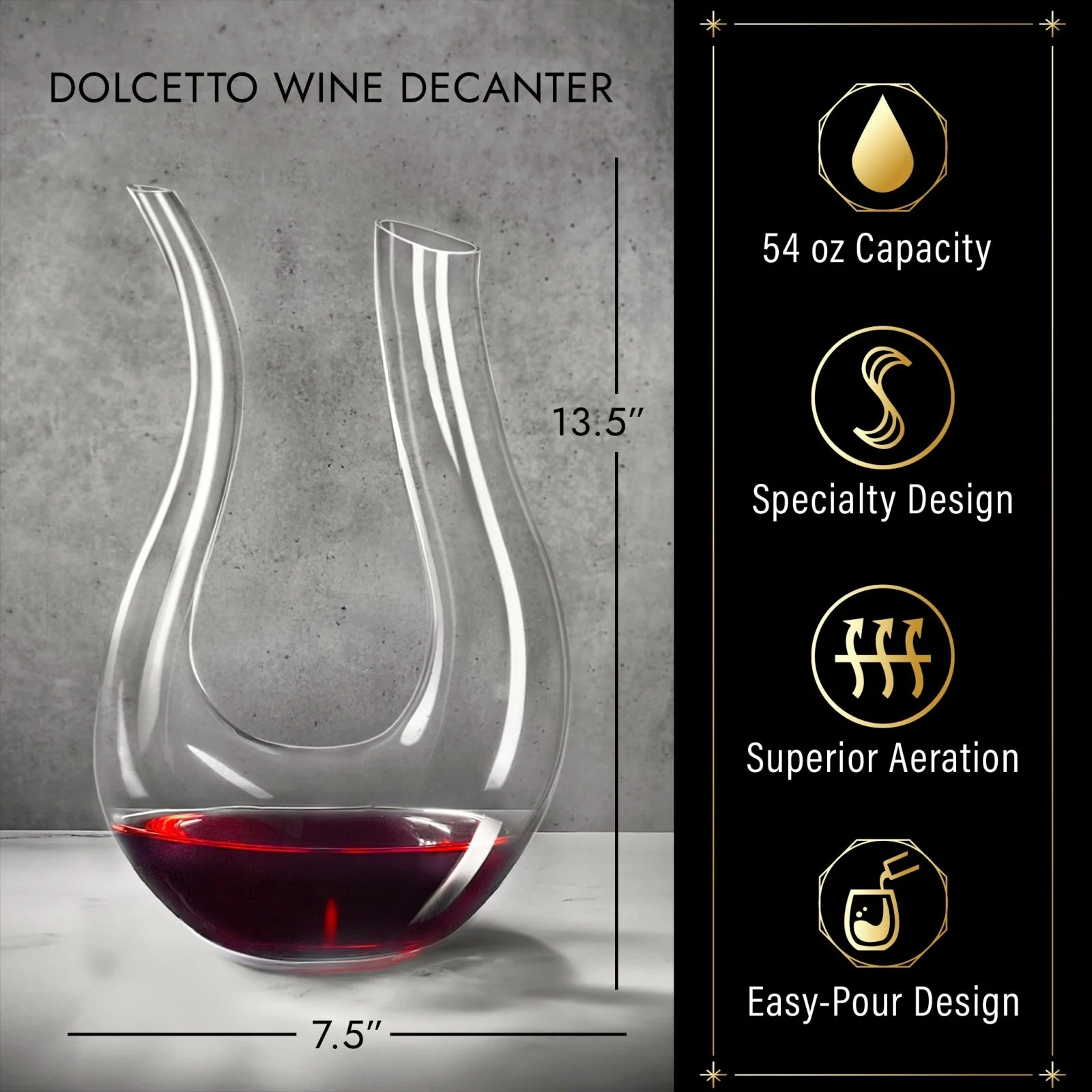 Dolcetto Custom Wine Carafe with Stemless Wine Glasses - Image 5