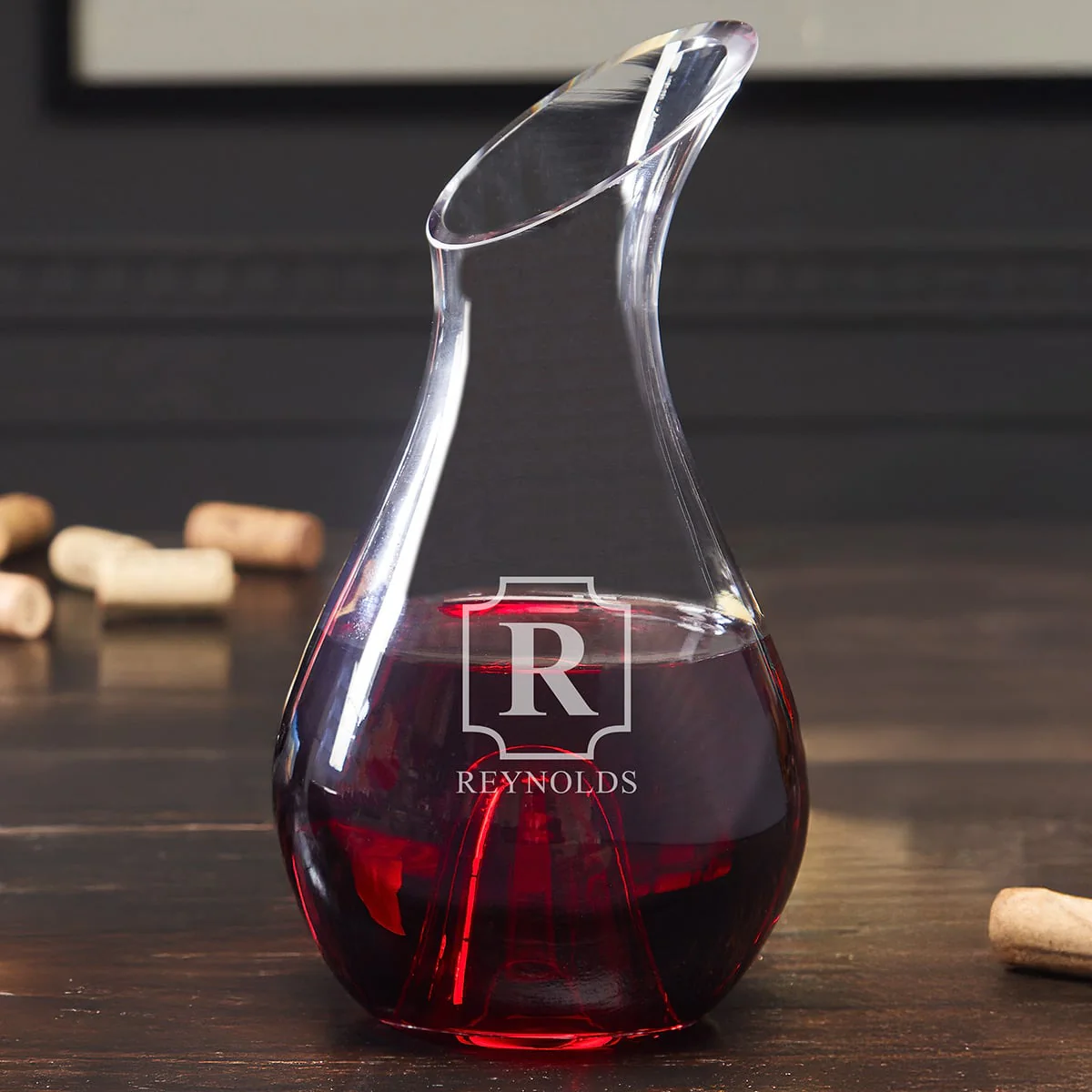 Reims Monogrammed Wine Decanter Set w Stemless Glasses - Image 8