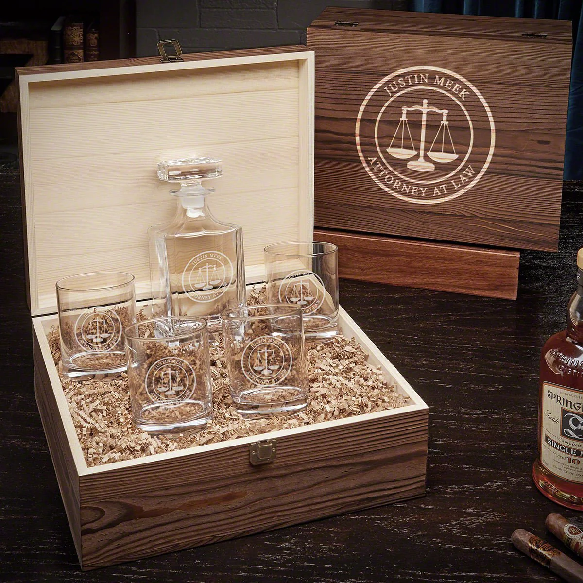 Custom Lawyer Gift Whiskey Decanter Box Set with Glasses - Image 6