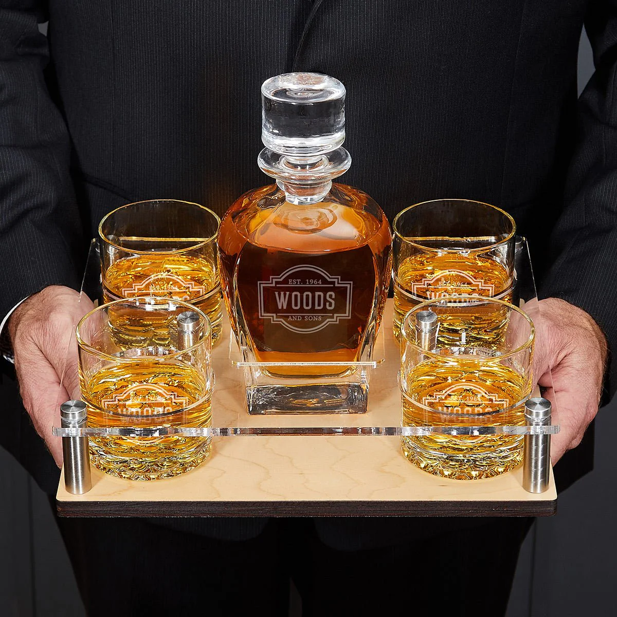 Lawyer Presentation Set with Custom Whiskey Decanter and Glasses - Bar Serving Tray & Lawyer Graduation Gift - Image 8