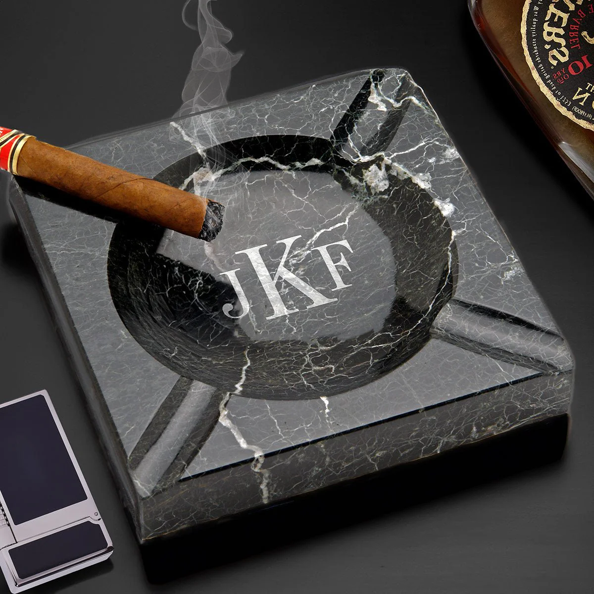 Black Square Marble Cigar Ashtray Indoor / Outdoor (Custom Engraving Available) - Image 3