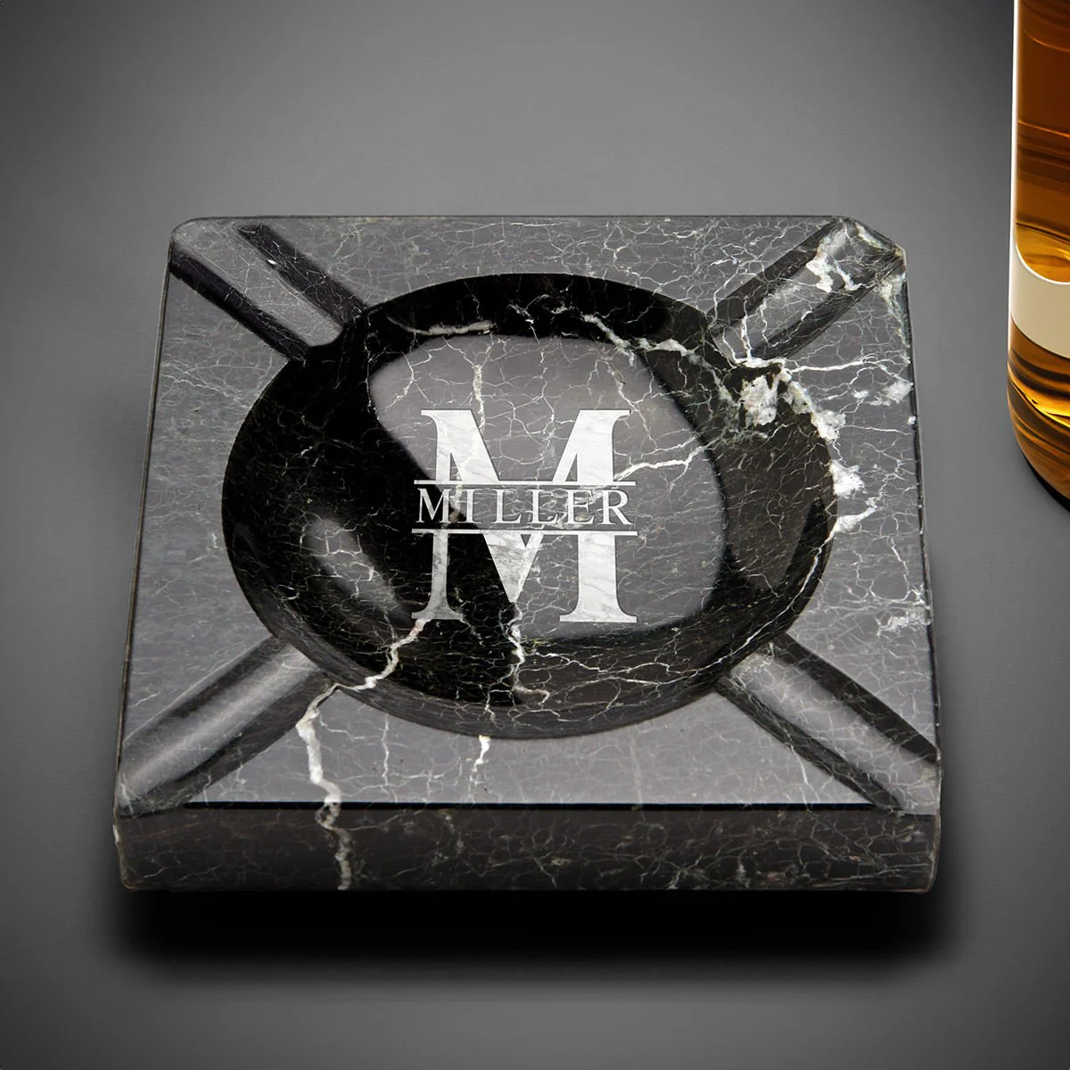 Black Square Marble Cigar Ashtray Indoor / Outdoor (Custom Engraving Available) - Image 4
