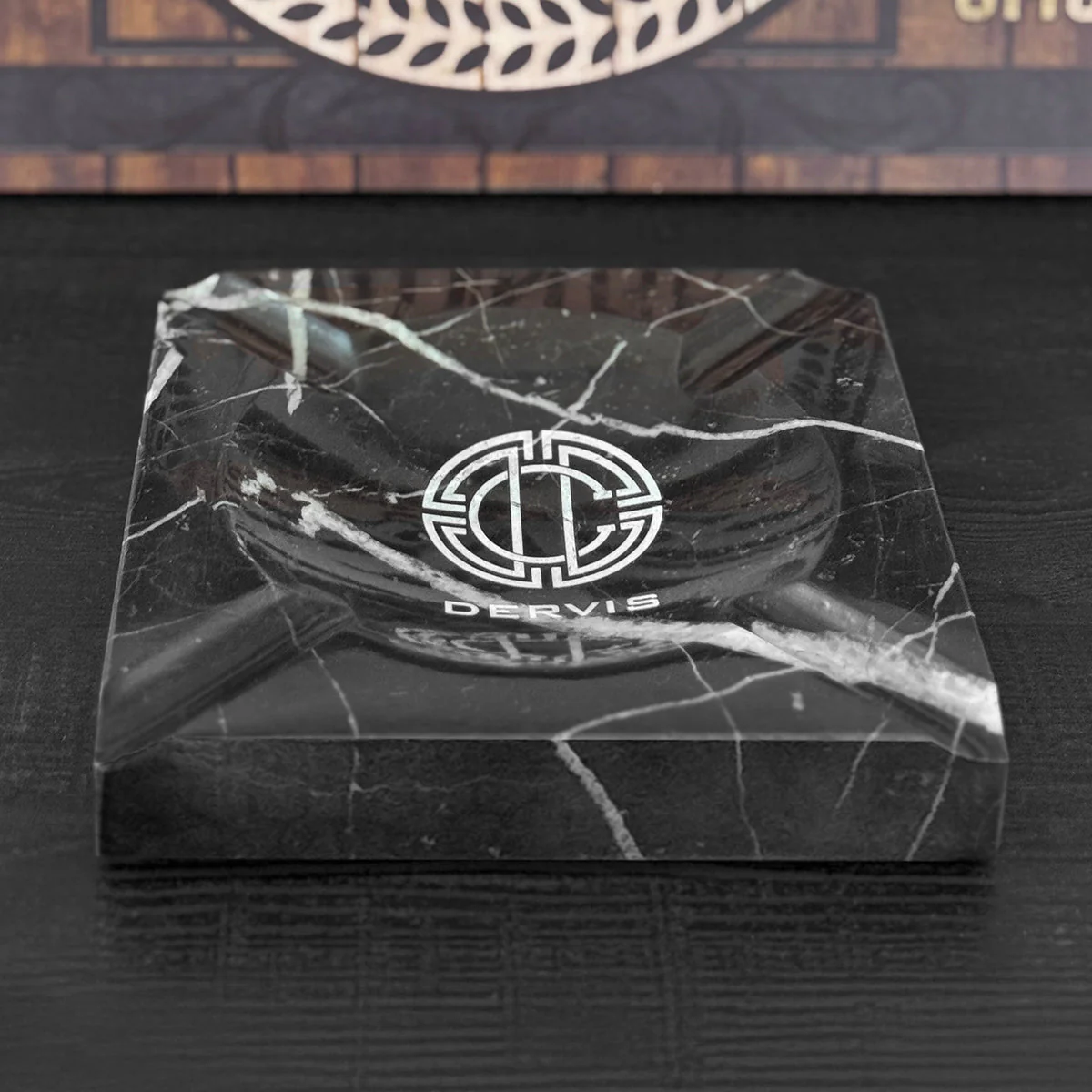 Black Square Marble Cigar Ashtray Indoor / Outdoor (Custom Engraving Available) - Image 5