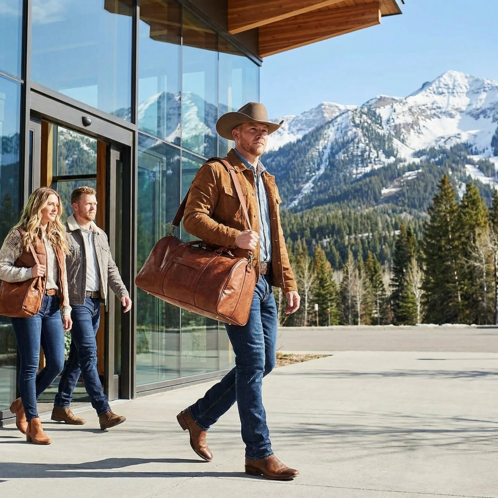 Theodore Mens Duffle Bag, Large Weekend Bag with Suitcase Strap Brown - Image 12