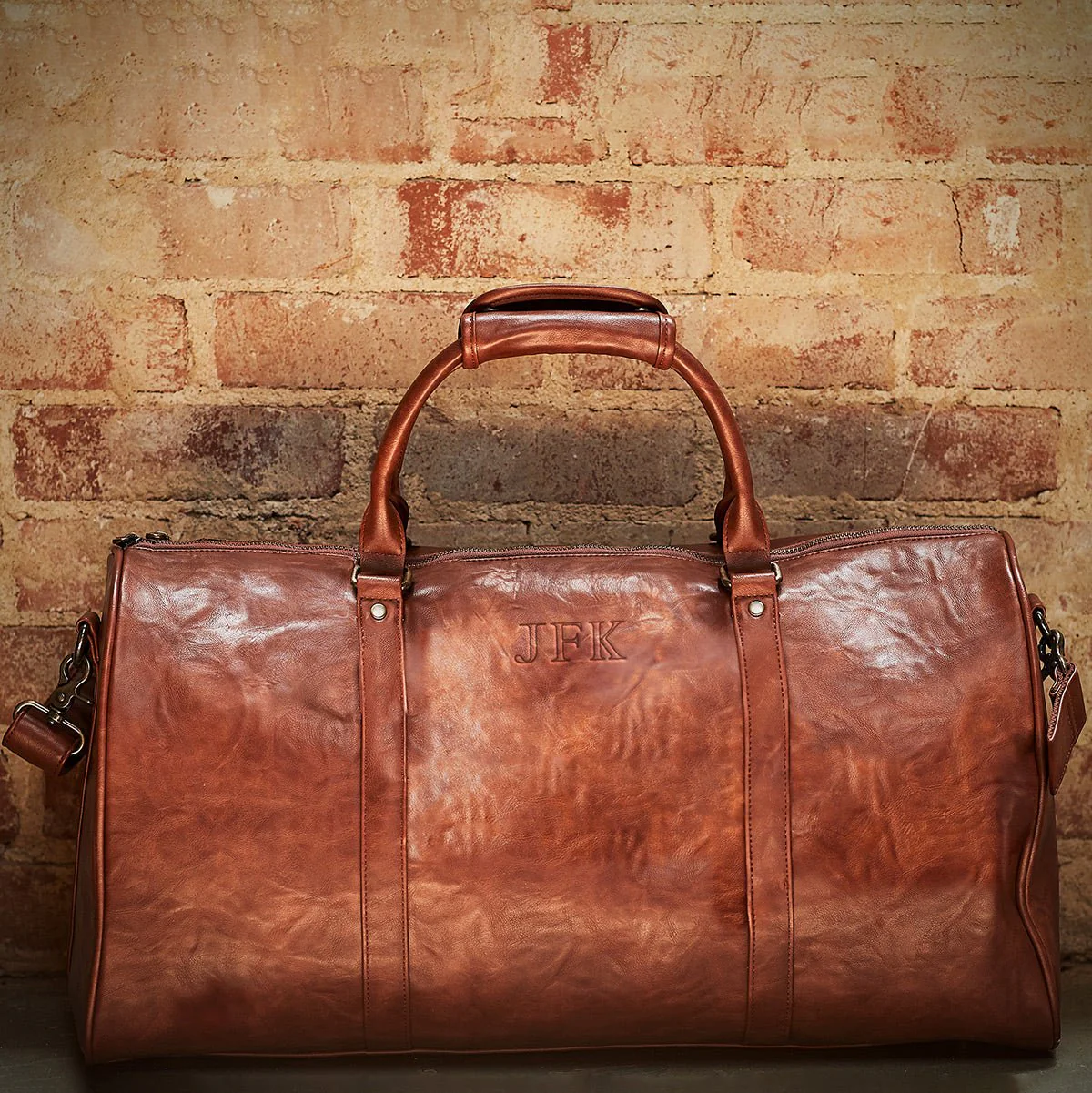 Theodore Mens Duffle Bag, Large Weekend Bag with Suitcase Strap Brown - Image 13