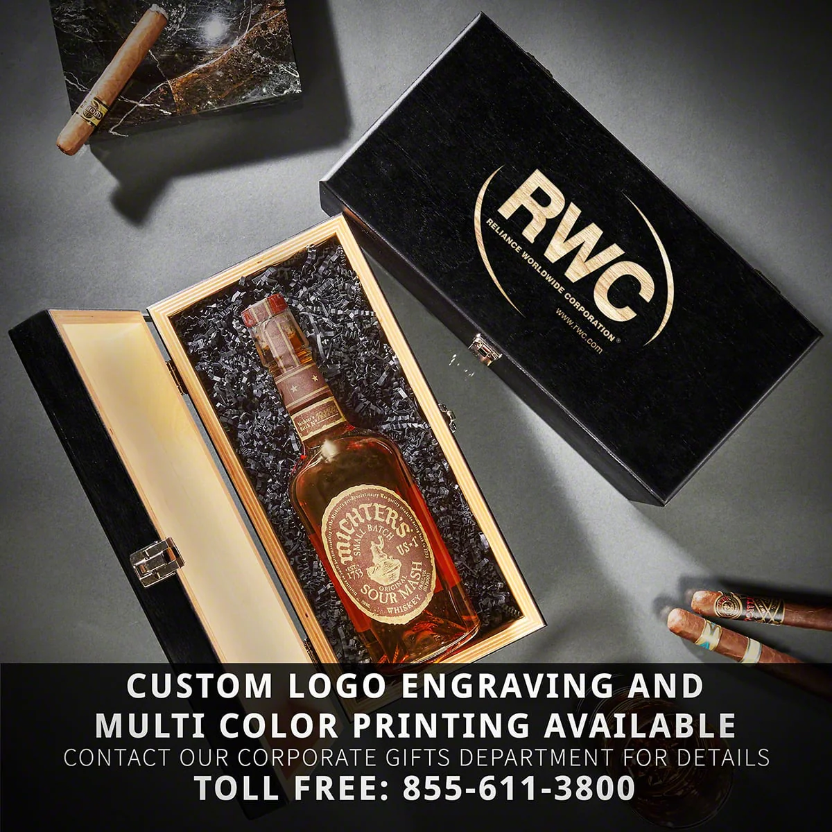 Ultra Rare Edition Custom Whiskey Glasses and Cigar Gift Set - 7pc Ebony Black Boxed - Image 11