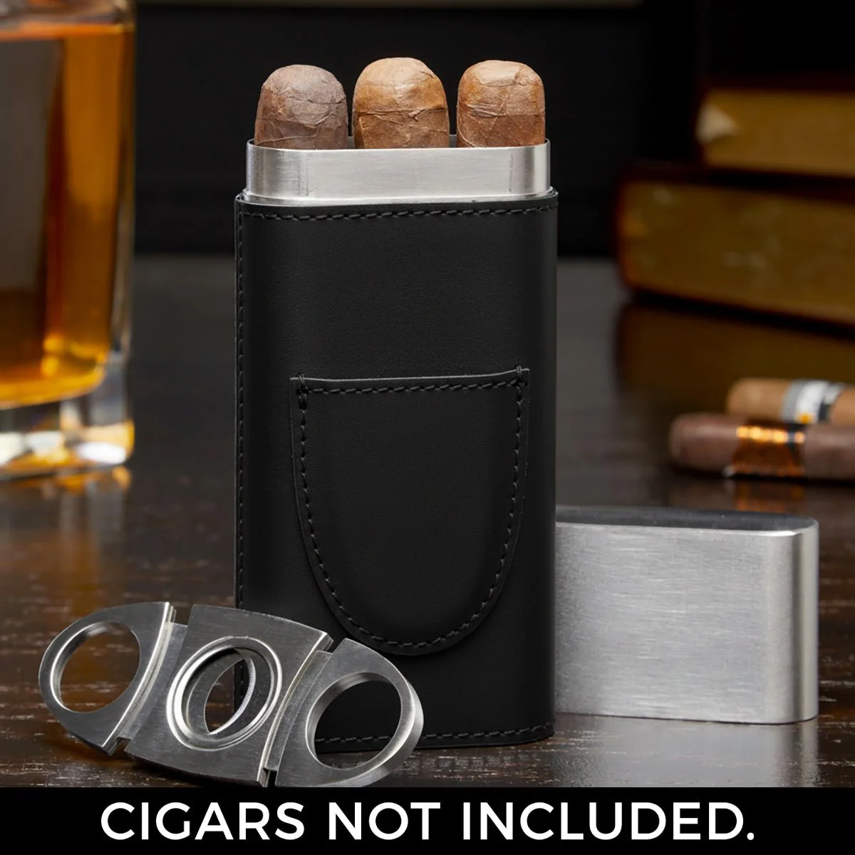 Ultra Rare Edition Custom Whiskey Glasses and Cigar Gift Set - 7pc Ebony Black Boxed - Image 5