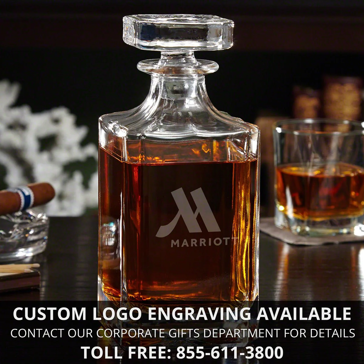 Personalized Whiskey Decanter Presentation Set with Buckman Glasses - Bar Serving Tray & Display Set - Image 13