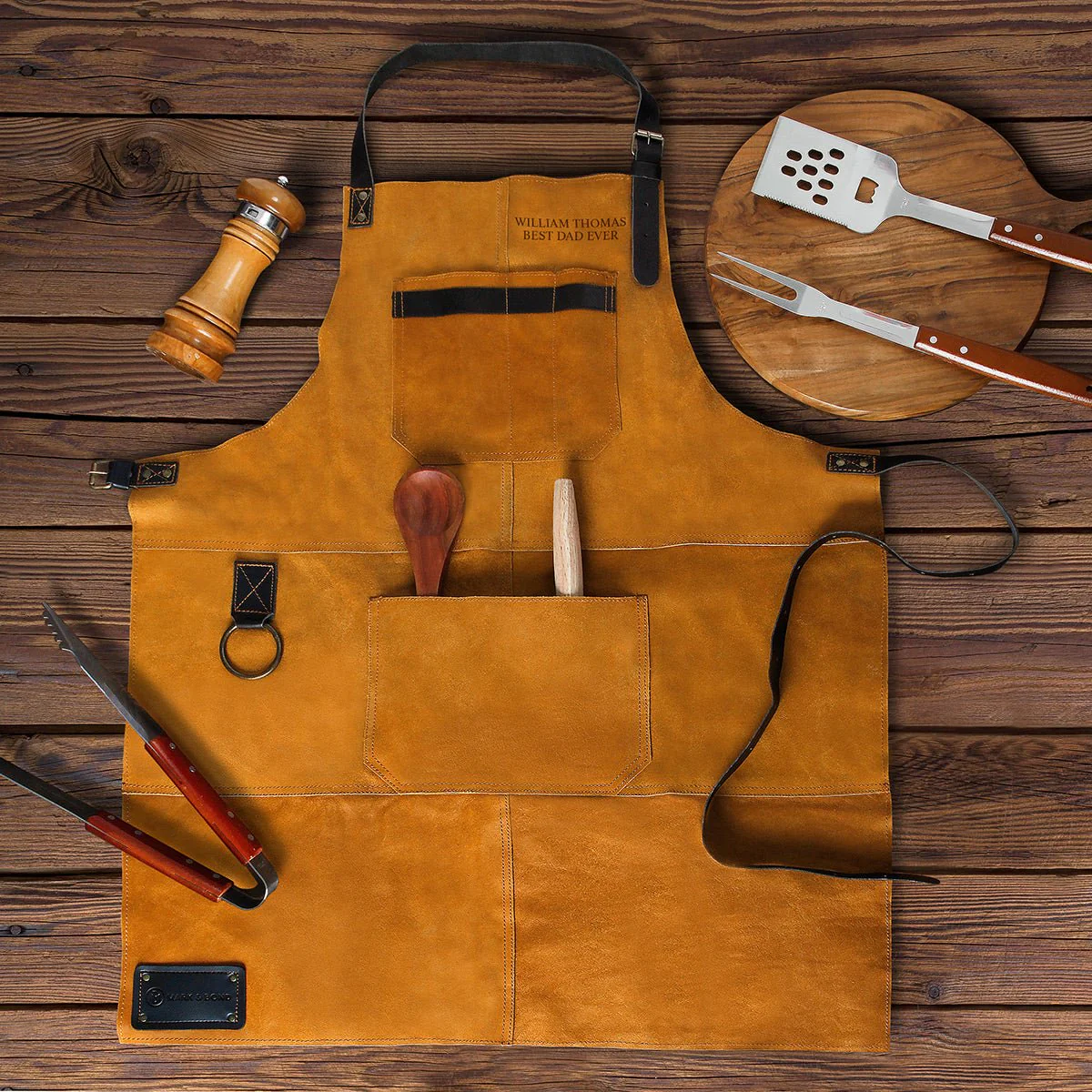 Vanguard Top Grain Multi-Pocket Leather Apron for Men - Image 3