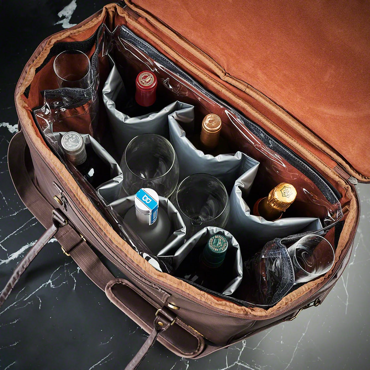 Graham Personalized Weekender Bag - 6 Bottle Travel Wine Carrier - Insulated Wine Bag Cooler - Image 4