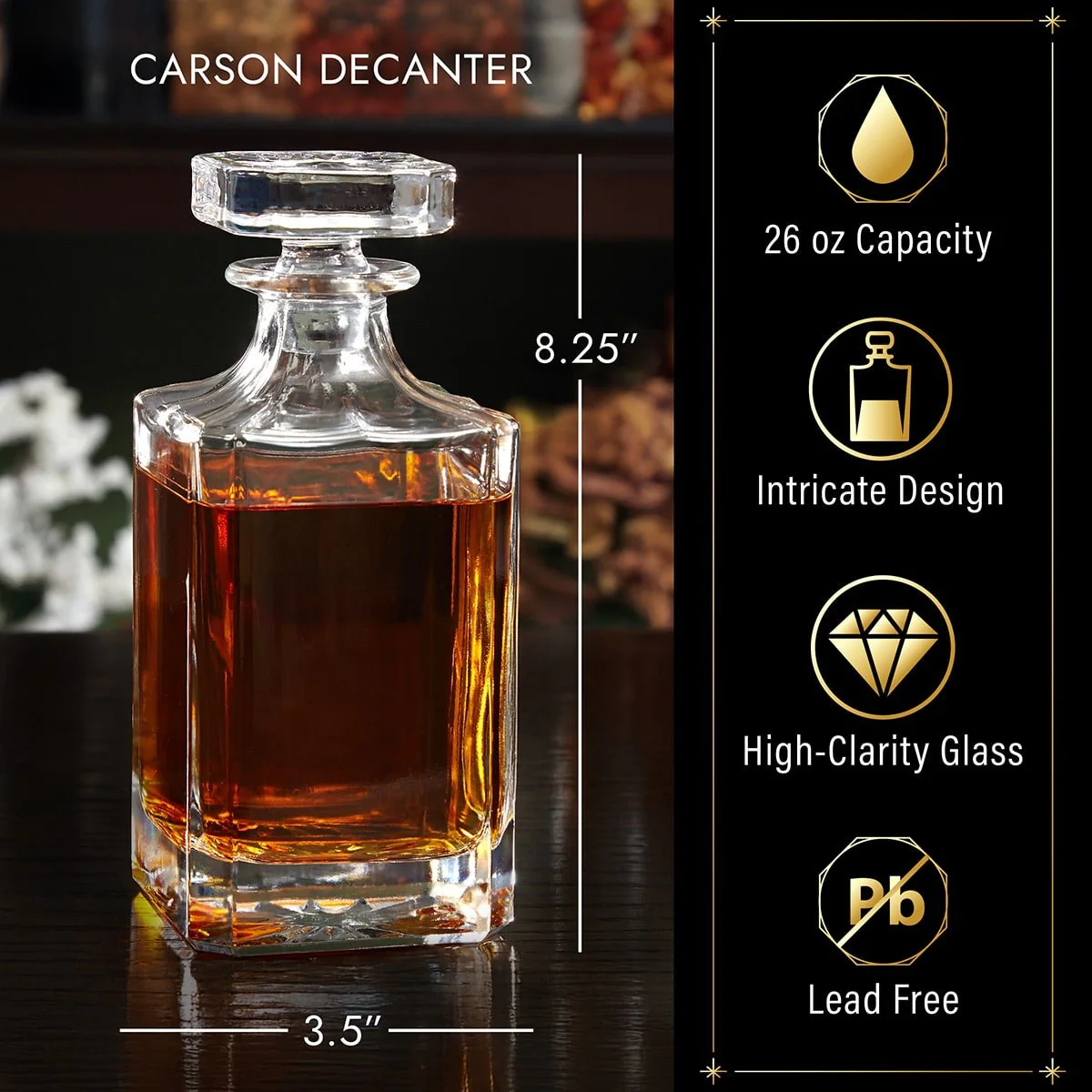 Carson Personalized Cigar Glasses and Whiskey Decanter Set - Image 5